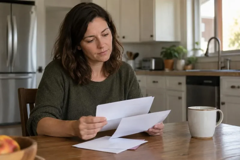 Homeowner reviewing an offer at the kitchen table