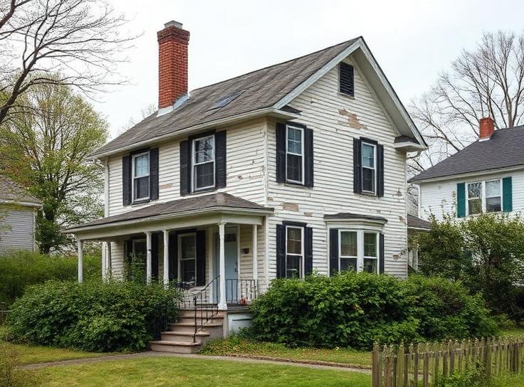 Two-story home with white siding and black shutters — illustrating What to Do With Furniture When Selling Your House: Complete Options