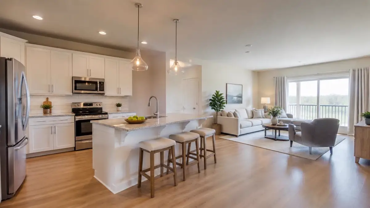 Bright, move-in-ready open kitchen and living room