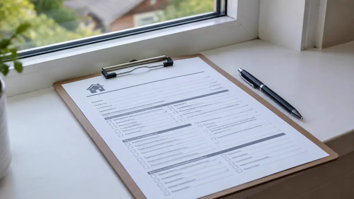 Seller property disclosure form on a clipboard by a window
